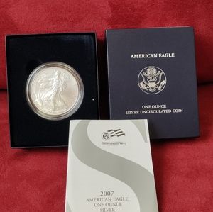 LOOK!! 2007-W Burnished Silver American Eagle (w/Box & COA) .NICE